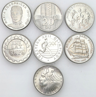 PRL. 20 złotych 1973 – 1980 – zestaw 7 sztuk