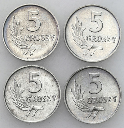 PRL. 5 groszy Aluminium 1962-1967, 4 szt.