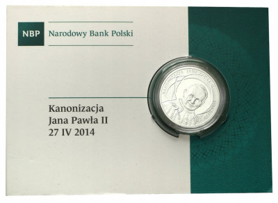 10 złotych 2014 Kanonizacja Jana Pawła II - SREBRO