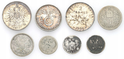 Rosja, Węgry, Francja, Niemcy. Zestaw 8 monet
