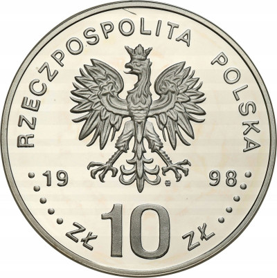 10 złotych 1998 Zygmunt III Waza półpostać SREBRO