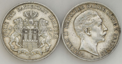 Berlin, Hamburg. 3 marki 1909 – 1911, lot 2 szt.