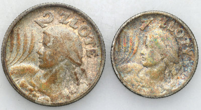 1 złoty + 2 złote 1924 kobieta z kłosami 2 szt.