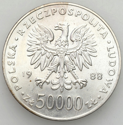 PRL. 50.000 złotych 1988 Józef Piłsudski - PIĘKNE