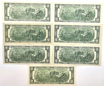 USA. 2 dolary 1976-2009 – zestaw 7 sztuk