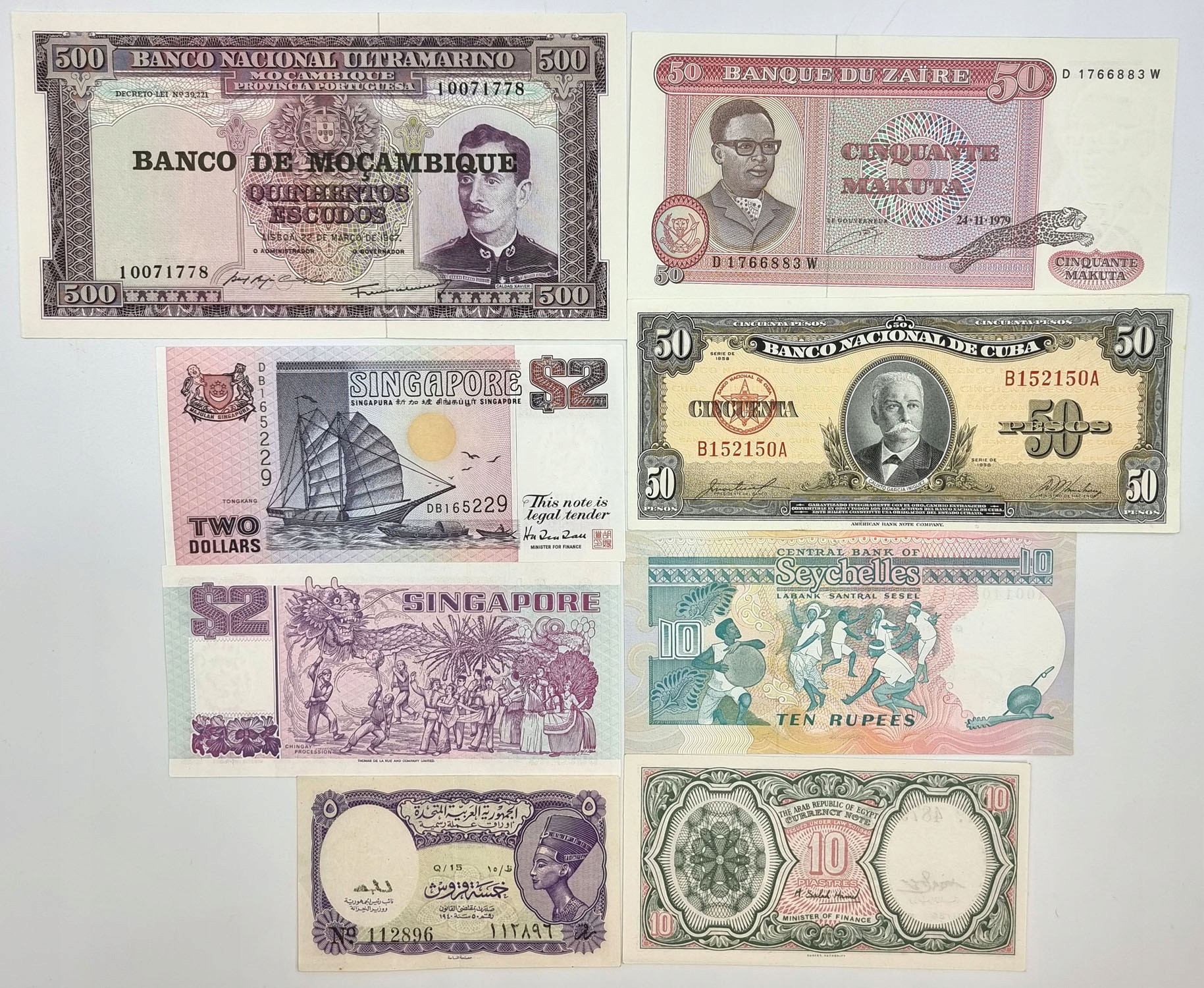 Świat, Banknoty - zestaw 8 sztuk