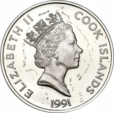 Wyspy Cooka, 50 dolarów, F.Magellan ,1991 - SREBRO