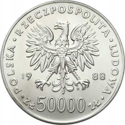 PRL 50000 złotych 1988 Józef Piłsudski, SREBRO