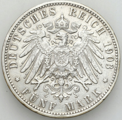 Niemcy Hamburg 5 Marek 1903 J