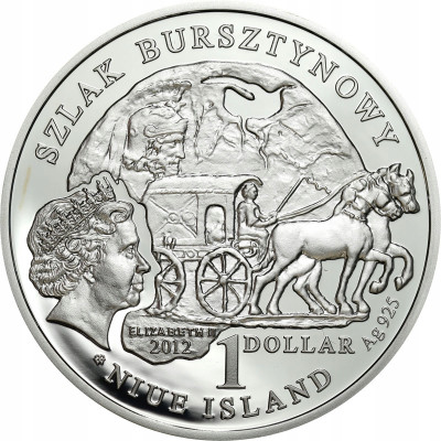 Niue 1 dolar 2012 Elbląg szlak bursztynowy SREBRO