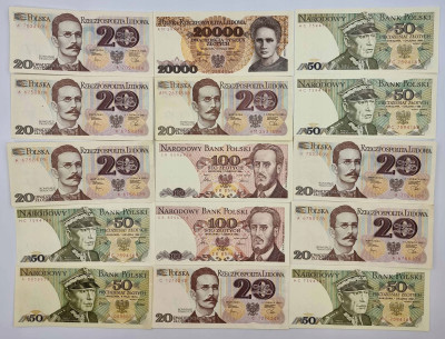 Polska, 20-20000 złotych, zestaw 15 sztuk.