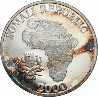 Somalia. 10 dolarów 2000 małpy – UNCJA SREBRA