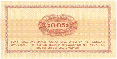 Pewex. Bon 5 centów 1969 – Ea – PIĘKNE (UNC)