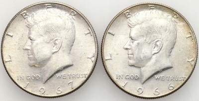 USA. 1/2 dolara 1966 i 1967 Kennedy, 2 sztuki. AG
