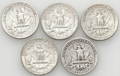 USA. 1/4 dolara 1954-1962 - 5 sztuk SREBRO