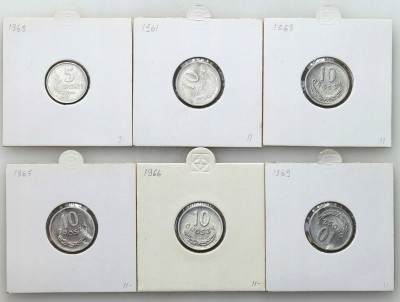 PRL. 5-10 groszy 1968-1969 Al, zestaw 6 sztuk