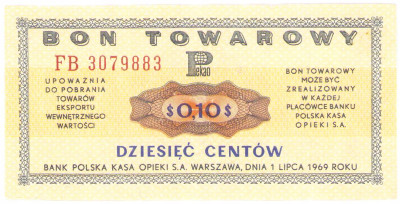 Pewex, Bon 10 centów 1969 - FB