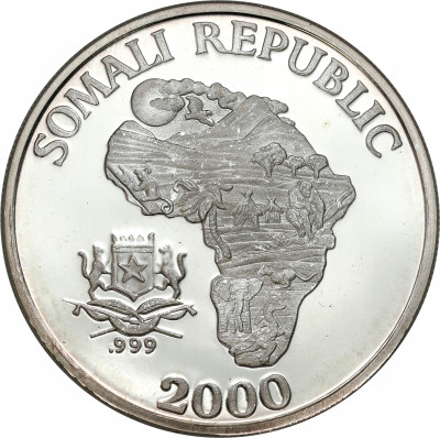 Somalia 10 dolarów 2000 małpy (SREBRO uncja) st.L
