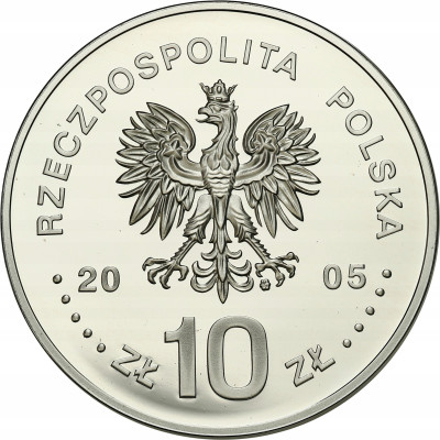 10 złotych 2005 August II Mocny–półpostać- SREBRO