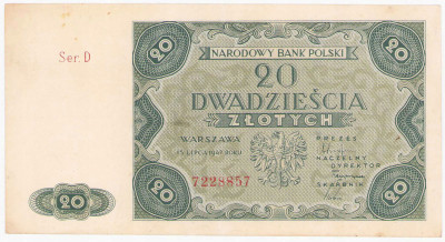 20 złotych 1947 seria D - RZADSZE