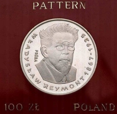 PRÓBA SREBRO 100 złotych 1977 Reymont