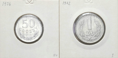 PRL. 50 groszy 1972 i 1 złoty 1976, zestaw 2 sztuk