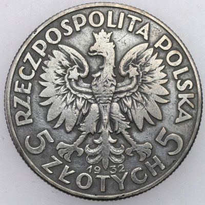 II RP. 5 złotych 1932 głowa kobiety (bez znaku)