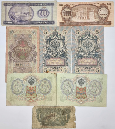 Zestaw banknotów Rosja + Polska – 8 szt