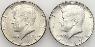 USA. 1/2 dolara 1966 i 1967 Kennedy, 2 sztuki. AG
