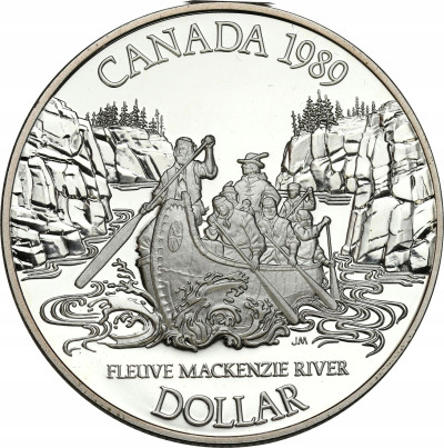 Kanada. 1 dolar 1989, Rzeka Mackenzie– SREBRO