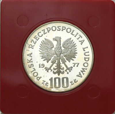 PRÓBA srebro 100 złotych 1977 Żubr