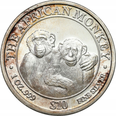 Somalia. 10 dolarów 2000 małpy – UNCJA SREBRA