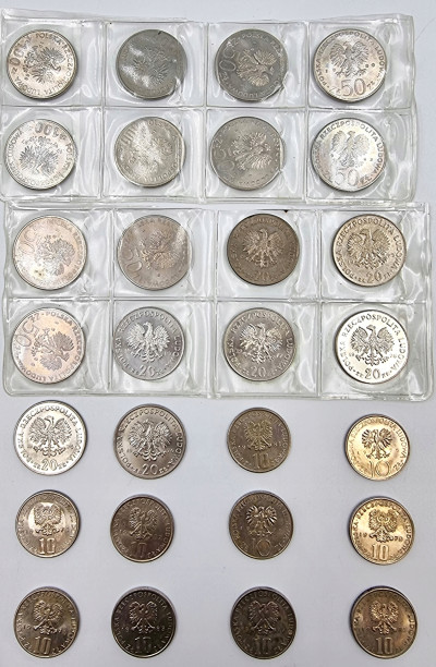 PRL, zestaw monet 28 sztuk 10, 20,50,100 złotych.