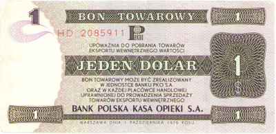 PRL. Pewex - Bon Towarowy - 1 dolar 1979
