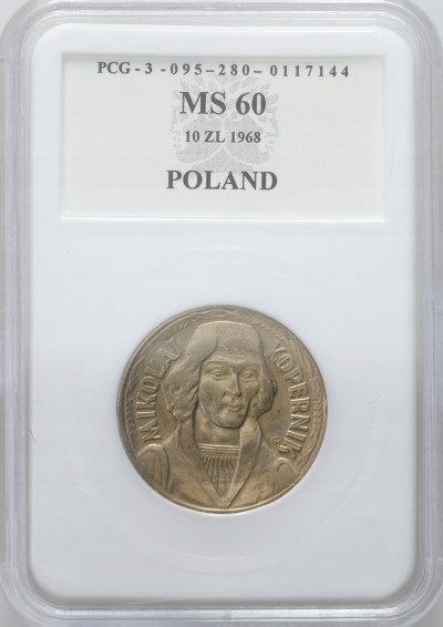 PRL. 10 złotych 1968 Kopernik GCN MS60