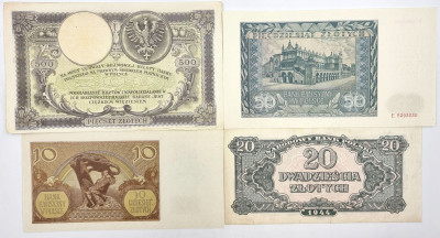 10 - 50 złotych 1919 – 1944, zestaw 4 sztuk