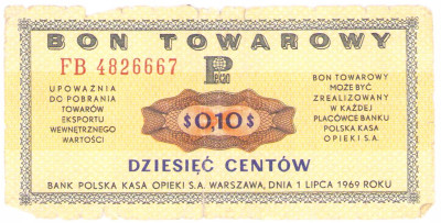 Pewex, Bon 10 centów 1969 - FB