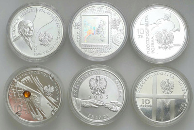 10 złotych 1998-2008, 6 sztuk – RÓŻNE - SREBRO