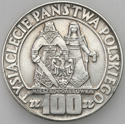 100 zł 1966 Mieszko i Dąbrówka – Millenium. PIĘKNE