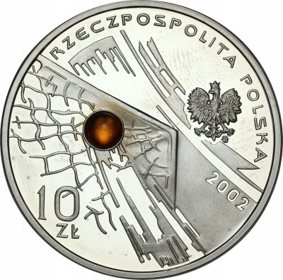 III RP. 10 zł 2002 Korea Japonia, bursztyn- SREBRO