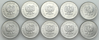 PRL. 1 złoty 1977 - zestaw 10 sztuk