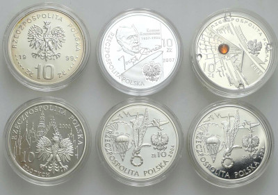 10 złotych 1999-2007, 6 sztuk – RÓŻNE - SREBRO