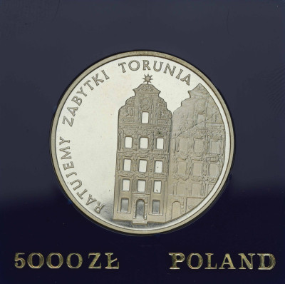 PRL 5000 złotych 1989 Zabytki Torunia - SREBRO