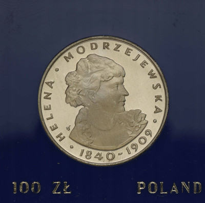 PRL. 100 złotych 1975 Modrzejewska - SREBRO