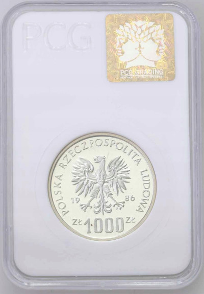 PRÓBA SREBRO 1000 złotych 1986 Szpital - PCG PR70