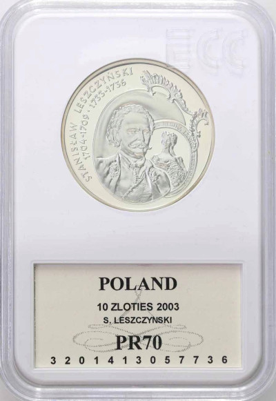10 złotych 2003 Leszczyński popiersie GCN PR70