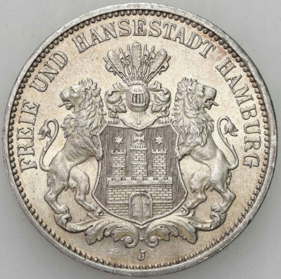 Niemcy, 3 marki 1911 J, Hamburg - SREBRO