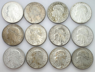 10 złotych 1932 i 1933 kobieta zestaw 12 sztuk