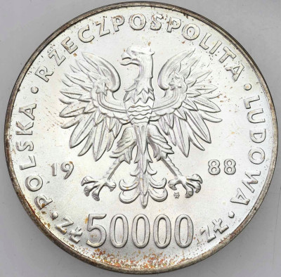PRL. 50.000 złotych 1988 Józef Piłsudski – PIĘKNE