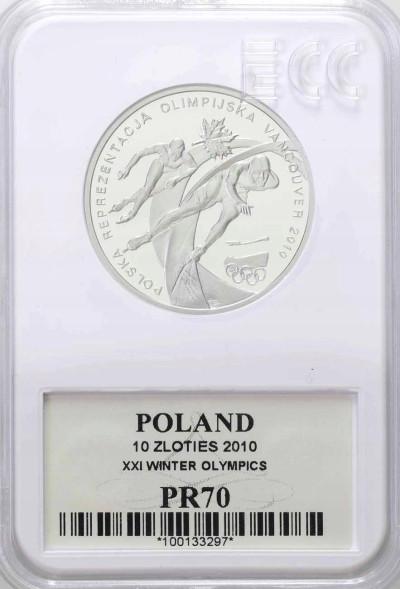 10 złotych 2010 R. Olimpijska Vancouver - GCN PR70